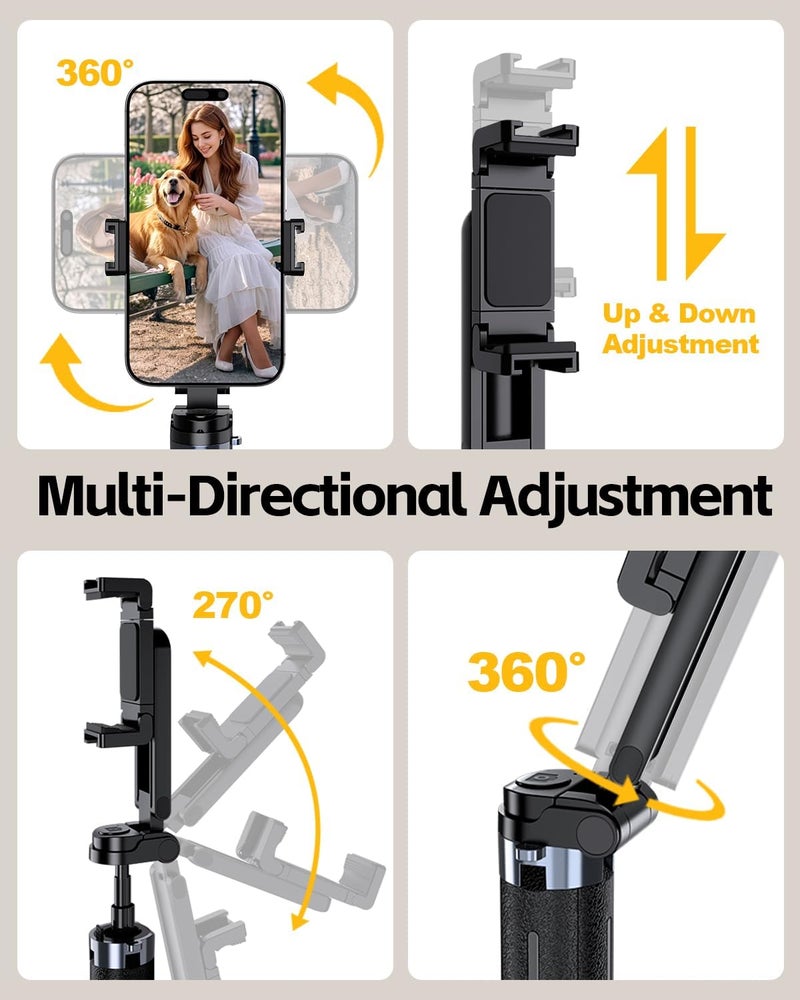 UBeesize Mini Selfie Stick Tripod with Rechargeable Remote – Pocket-Size Travel Phone Stand w/Hook, 360° Rotating Holder, Lightweight Tripod for iPhone/Android, Vlogging, TikTok & Live Streaming - Image 4